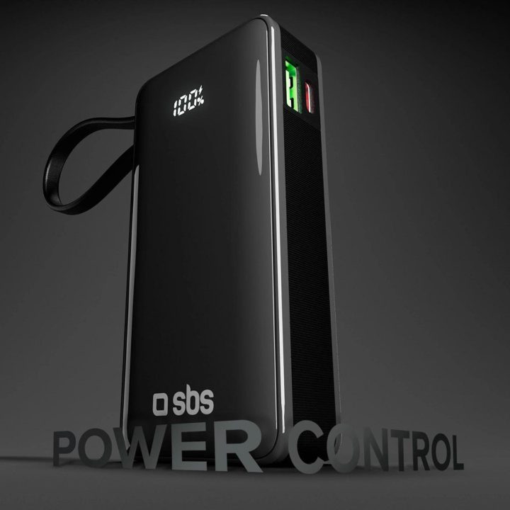 Išorinė baterija 10000 mAh su USB-C laidu ir ekranu SBS