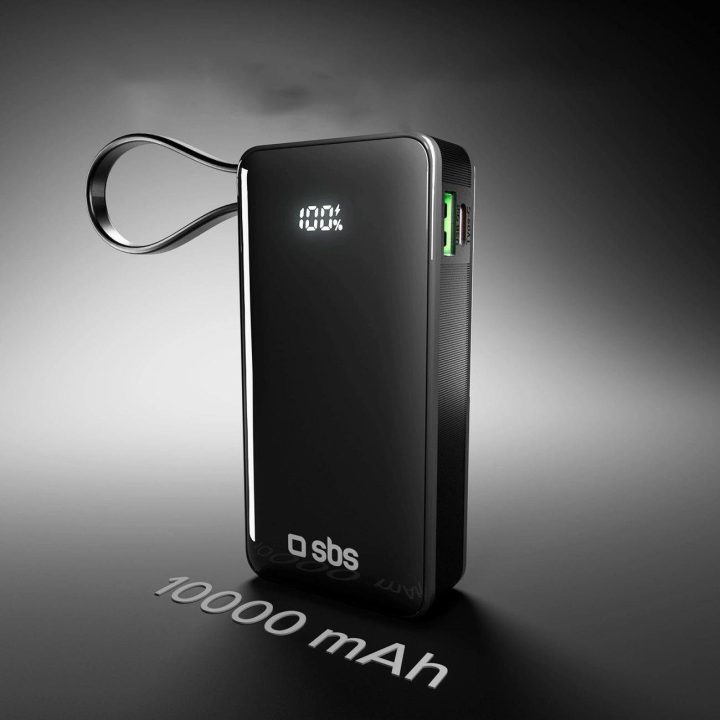 Išorinė baterija 10000 mAh su USB-C laidu ir ekranu SBS