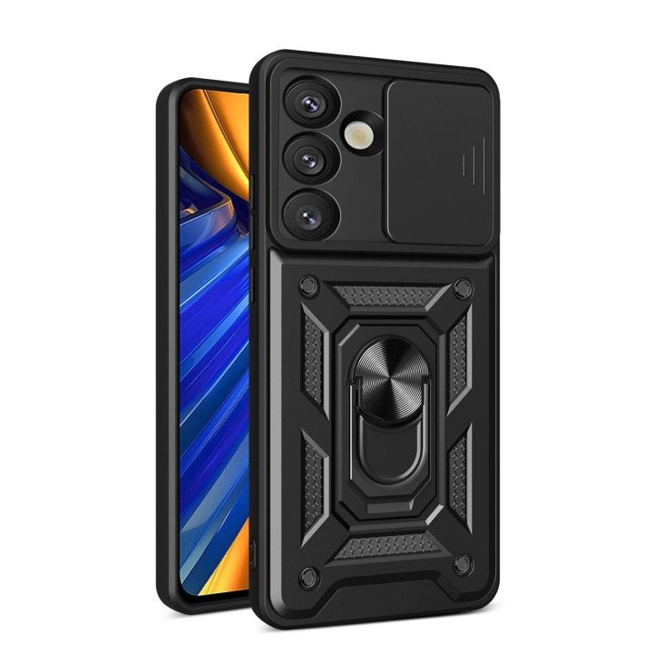 Telefono dėklas juodas su atrama ir kameros dangteliu OnePlus 13R / Ace 5 / Ace Pro