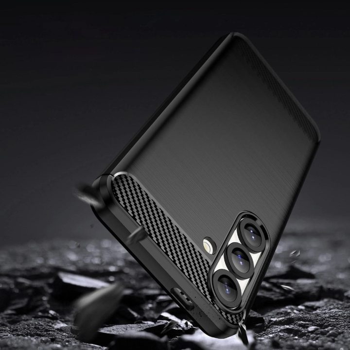 Silikoninis juodas dėklas su anglies pluošto dizainu Xiaomi 15