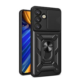 Dėklas telefonui su stovu ir kameros dangteliu Realme P3 5G juodas