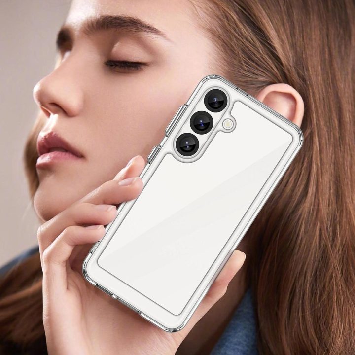 Permatomas telefonas Realme 14 5G dėklas su geliniu rėmeliu