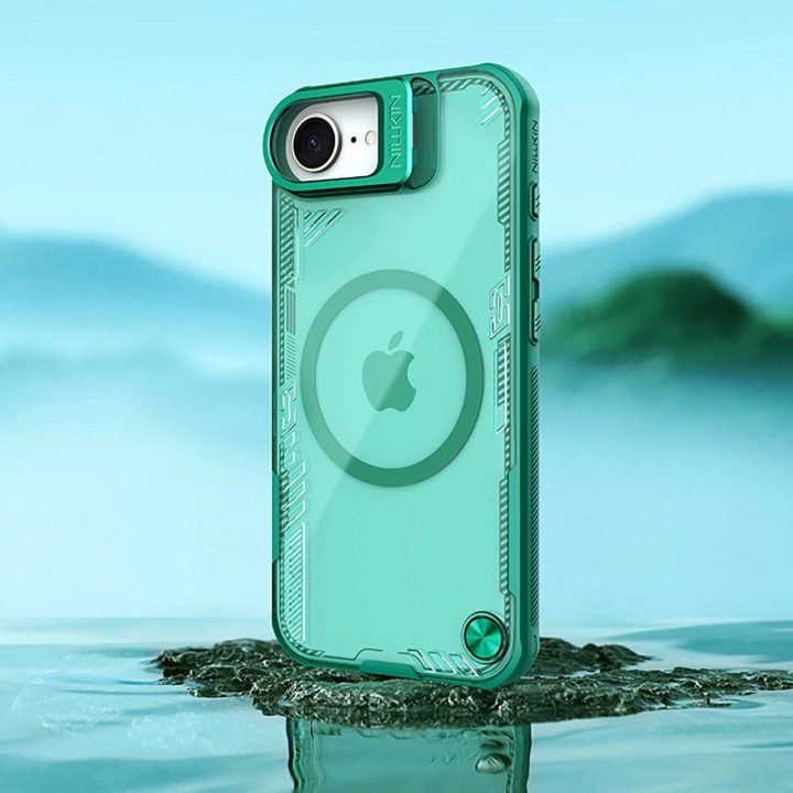 Žalios spalvos magnetinis telefono dėklas su stovu iPhone 16e Nillkin