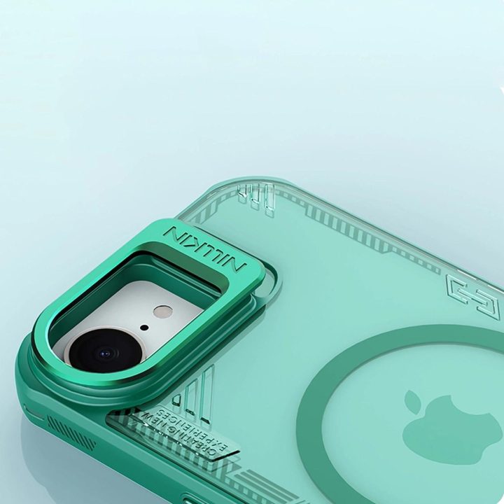 Žalios spalvos magnetinis telefono dėklas su stovu iPhone 16e Nillkin