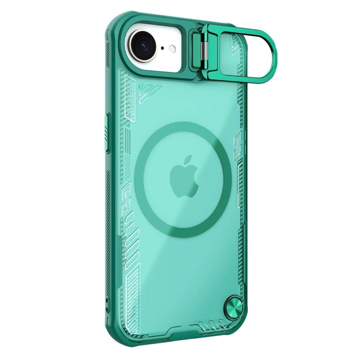 Žalios spalvos magnetinis telefono dėklas su stovu iPhone 16e Nillkin
