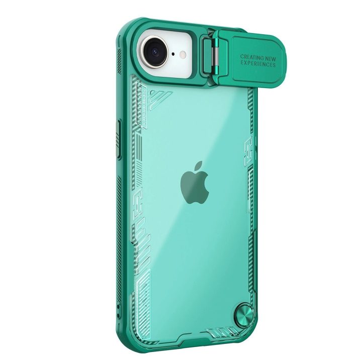 Dėklas telefonui žalias su atrama ir lęšio dangteliu Nillkin iPhone 16e