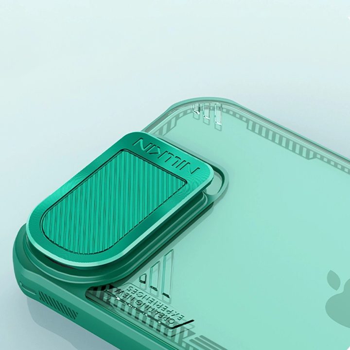 Dėklas telefonui žalias su atrama ir lęšio dangteliu Nillkin iPhone 16e