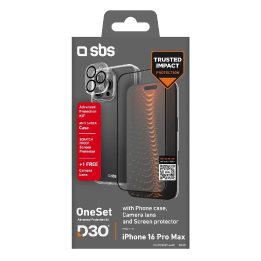 Apsauginis rinkinys iPhone 16 Pro Max skaidrus su stikliuku SBS