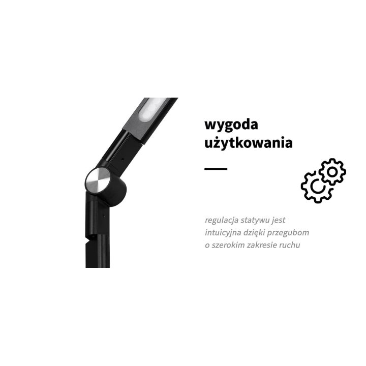 Procedūrinė juoda LED lempa su lankščiu stovu 22W Yoga
