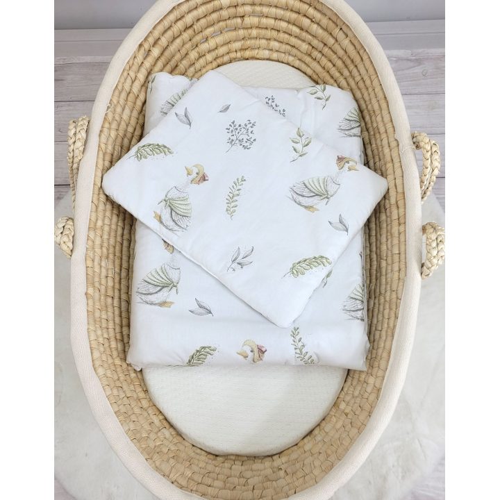 Kūdikio patalynės komplektas su žąselėmis 75x100 cm iš medvilnės NEWBORN
