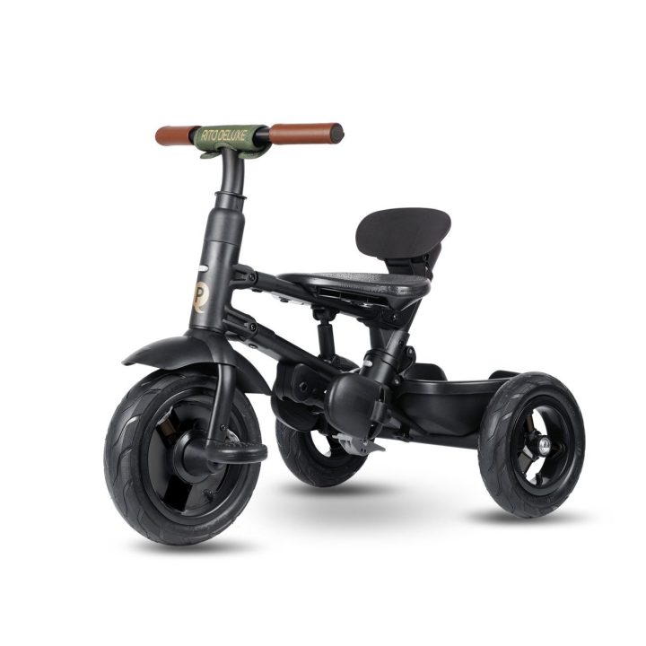 Triratukas vaikams alyvuogių spalvos su gum. ratais Qplay Rito Deluxe