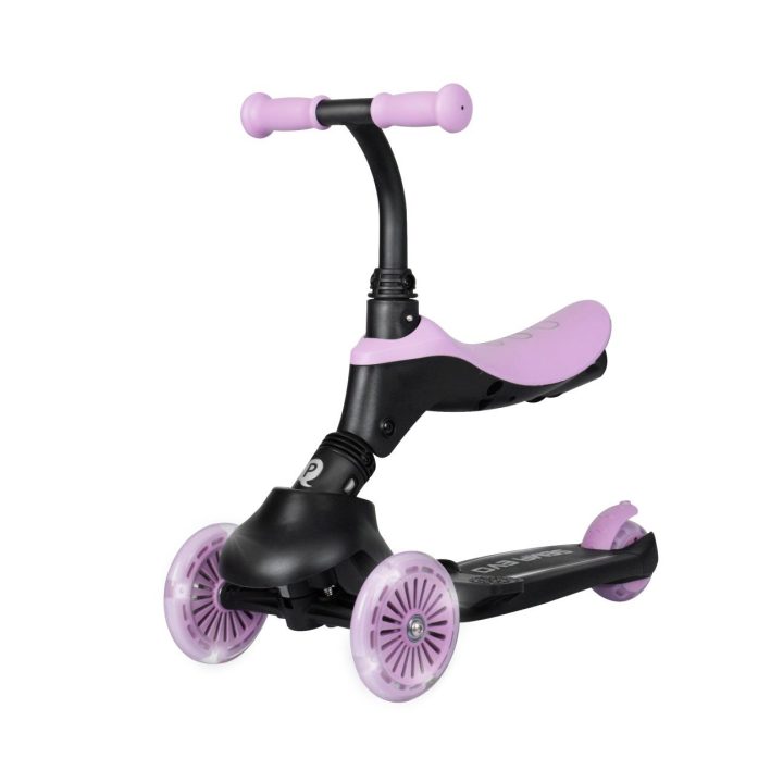 Paspirtukas vaikams violetinis 3in1 su sėdyne Qplay