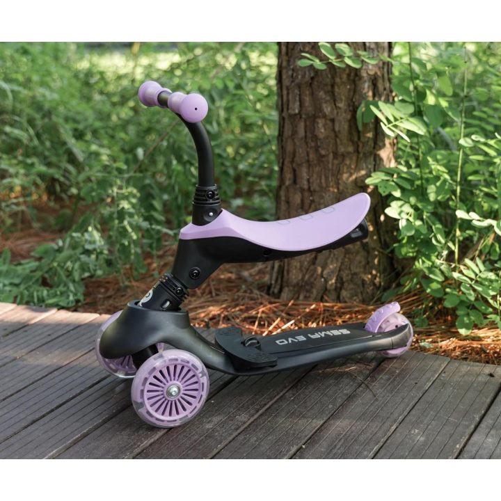 Paspirtukas vaikams violetinis 3in1 su sėdyne Qplay
