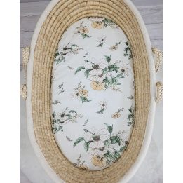 Paklodė kūdikio lopšiui gėlėta smėlio spalvos medvilninė 75x35 cm