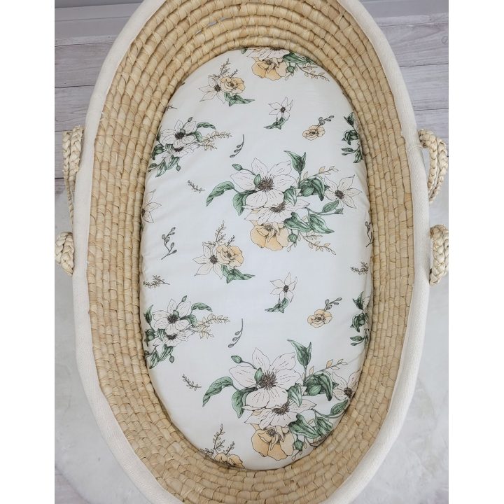Paklodė kūdikio lopšiui gėlėta smėlio spalvos medvilninė 75x35 cm