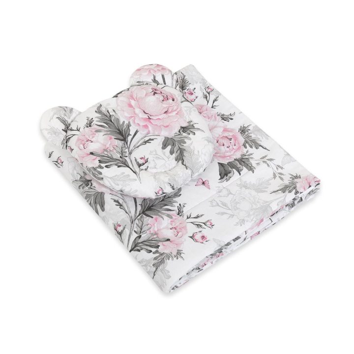 Patalynės komplektas kūdikiui su pagalvėle ir gėlėmis – Romantic Peonies