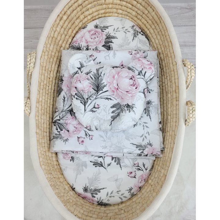 Patalynės komplektas kūdikiui su pagalvėle ir gėlėmis – Romantic Peonies