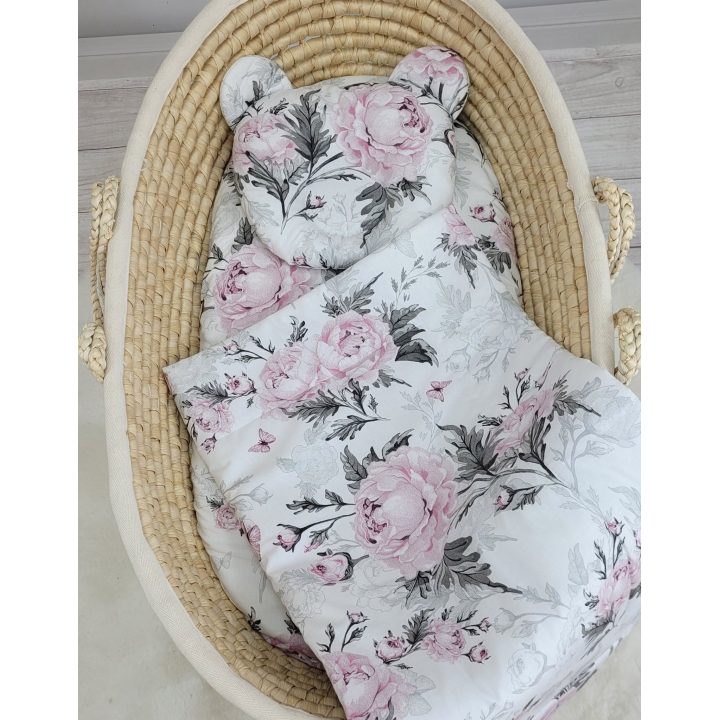 Patalynės komplektas kūdikiui su pagalvėle ir gėlėmis – Romantic Peonies