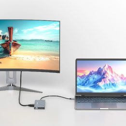USB-C šakotuvas 14 viename su HDMI ir LAN pilkas