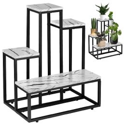Stovas augalams baltas marmurinis metalinis keturių lygių Antires