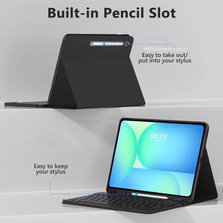 Klaviatūros dėklas su laikikliu ir rašikliu Samsung Galaxy Tab S10 FE+ 13.1, juodas,
