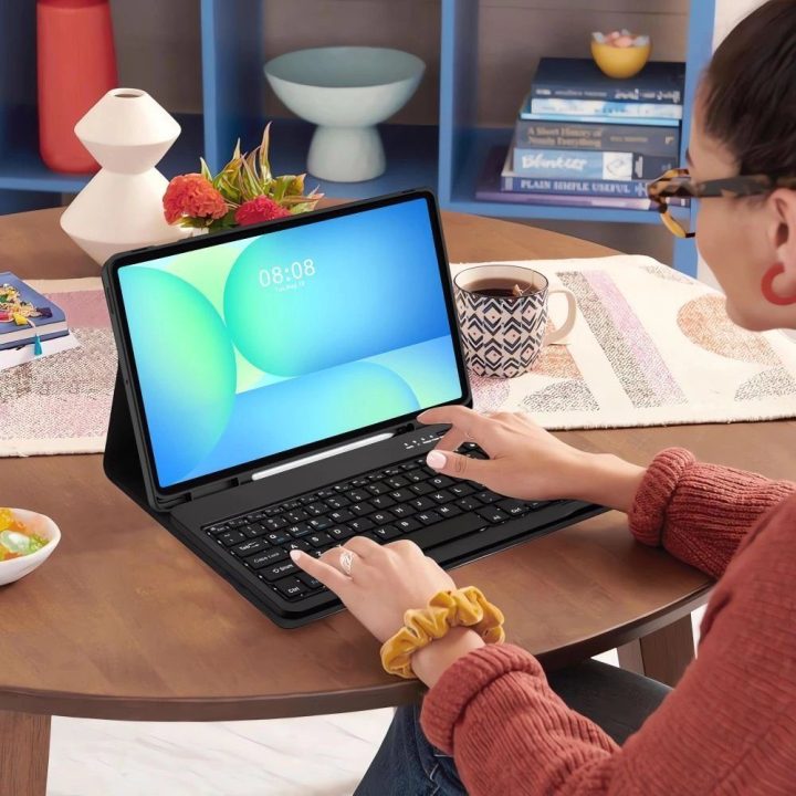 Klaviatūros dėklas su laikikliu ir rašikliu Samsung Galaxy Tab S10 FE+ 13.1, juodas,