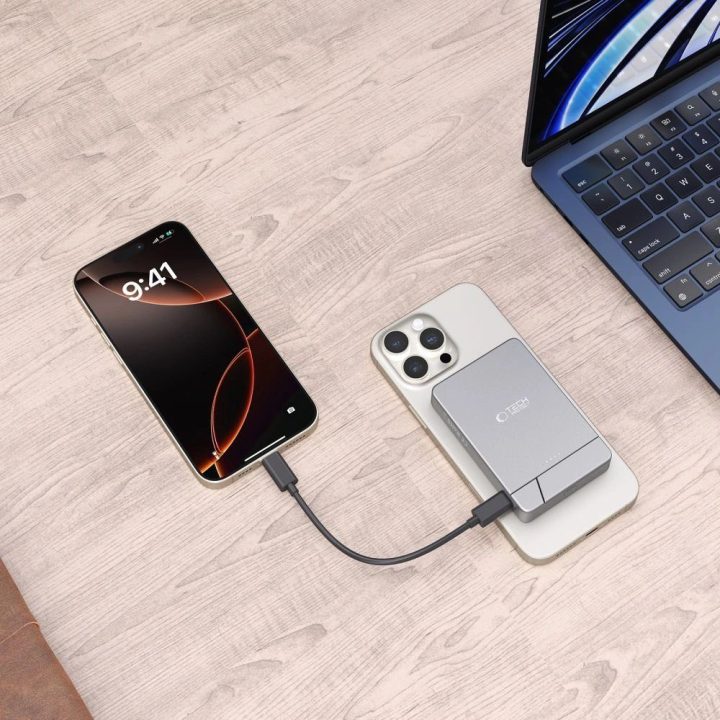Išorinė baterija pilka su MagSafe 5000 mAh telefonui
