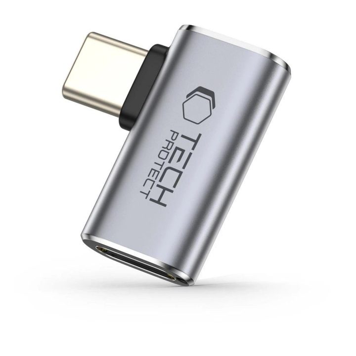 USB-C adapteris pilkas kampinis duomenų perdavimui