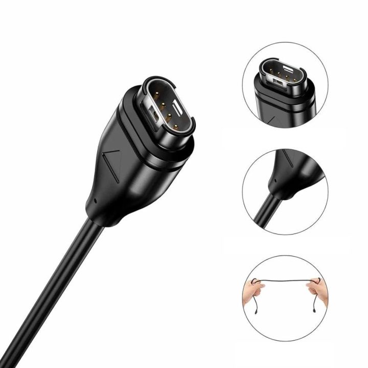 Įkrovimo laidas juodas 1 m Garmin laikrodžiui su USB-A