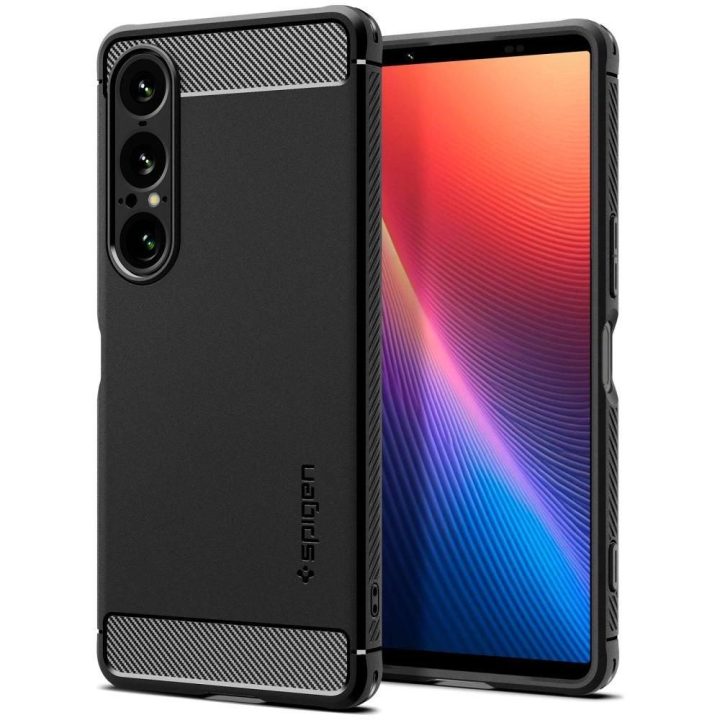 Dėklas telefonui juodas atsparus smūgiams Sony Xperia 1 VII Spigen