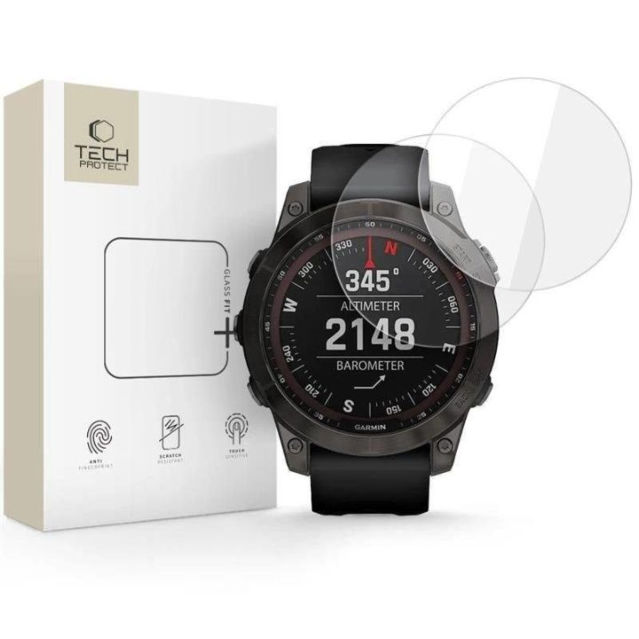 Grūdintas stiklas laikrodžiui Garmin Fenix 7 / 7 Pro, skaidrus, 2 vnt.,