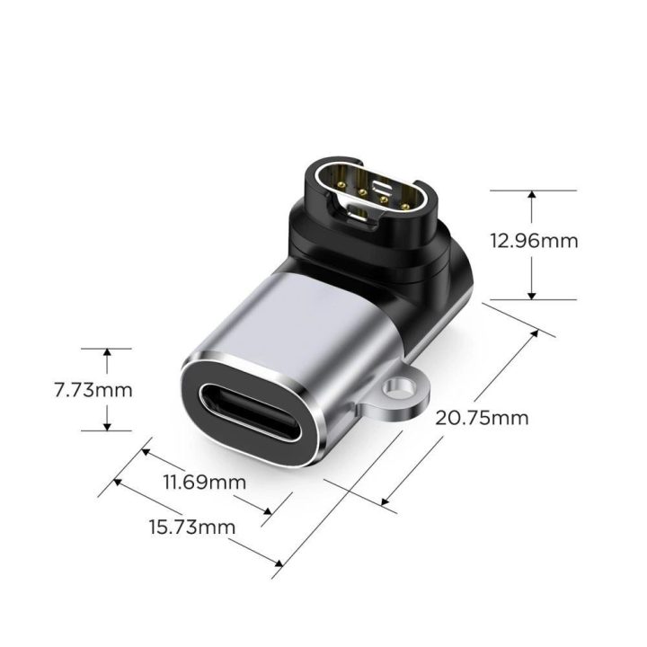 Adapteris pilkas USB-C kampinis Garmin laikrodžiui