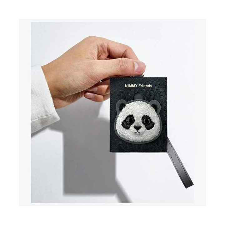 Kortelių dėklas su juoda rankena ir panda dekoru kasdienai Nimmy