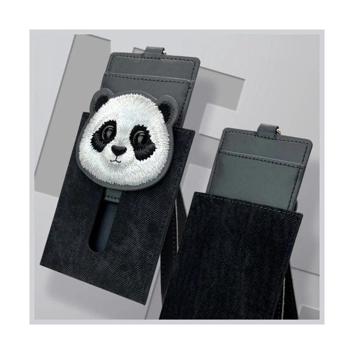 Kortelių dėklas su juoda rankena ir panda dekoru kasdienai Nimmy