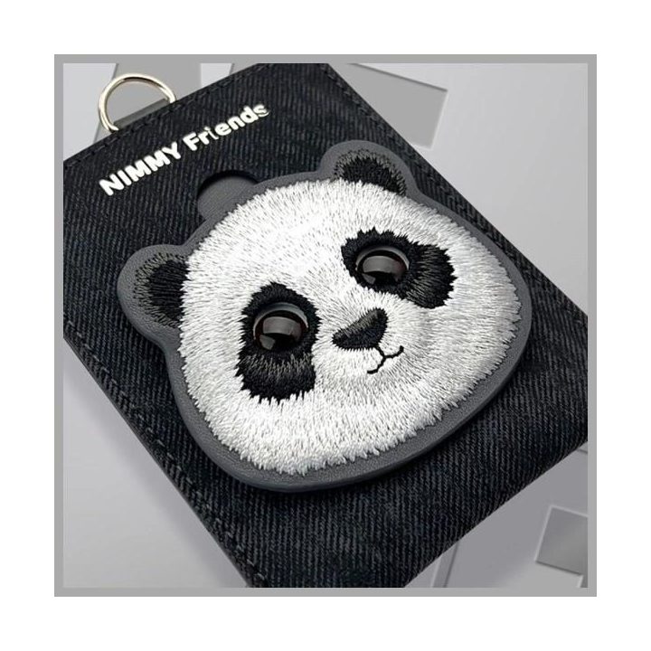 Kortelių dėklas su juoda rankena ir panda dekoru kasdienai Nimmy