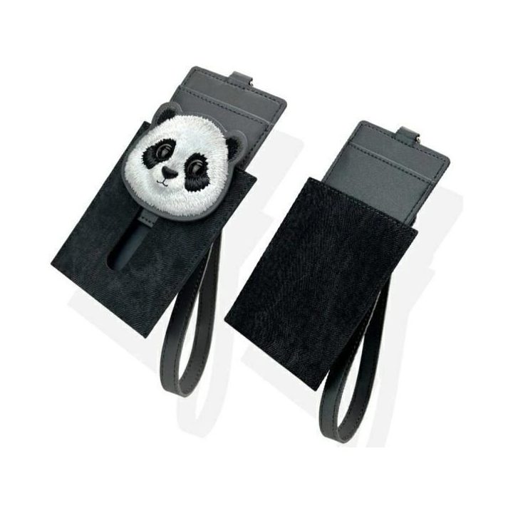Kortelių dėklas su juoda rankena ir panda dekoru kasdienai Nimmy