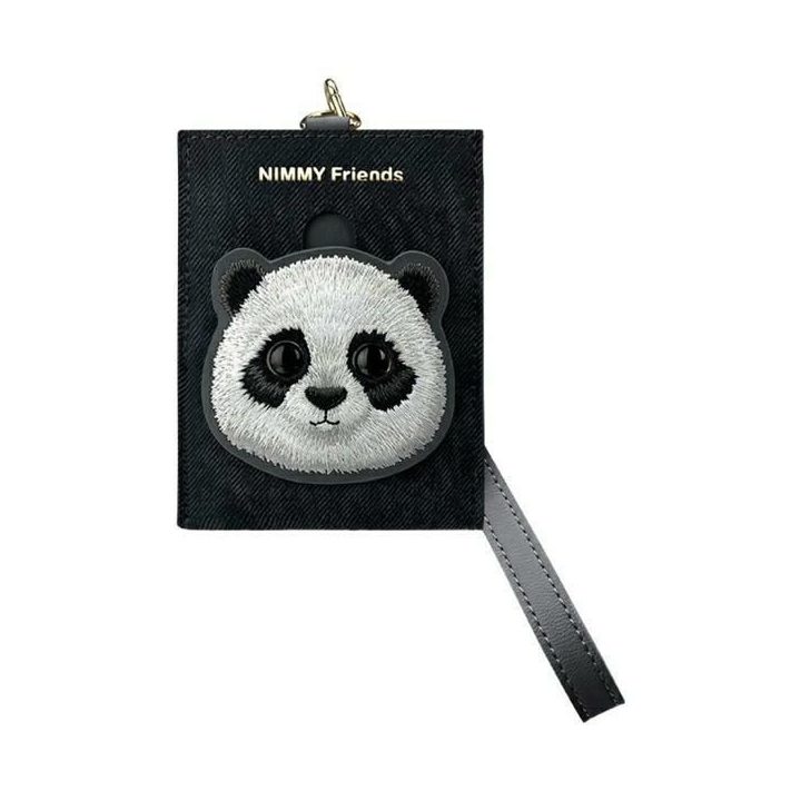 Kortelių dėklas su juoda rankena ir panda dekoru kasdienai Nimmy