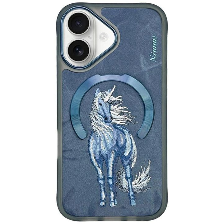 Dėklas telefonui mėlynas su magnetu ir MagSafe iPhone 16 Nimmy