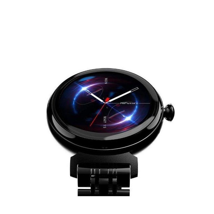 Išmanusis laikrodis moterims juodas su metaline apyranke HiFuture Aura