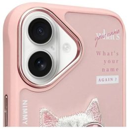 Dėklas telefonui rožinis su katės piešiniu iPhone 16 Nimmy