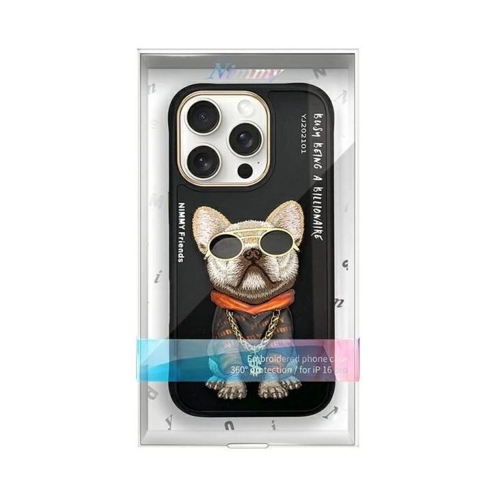 Dėklas telefonui juodas su stiklu ir apsauga iPhone 16 Pro Max Nimmy