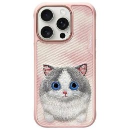 Dėklas telefonui rožinis silikoninis su katės dizainu iPhone 16 Pro Max Nimmy