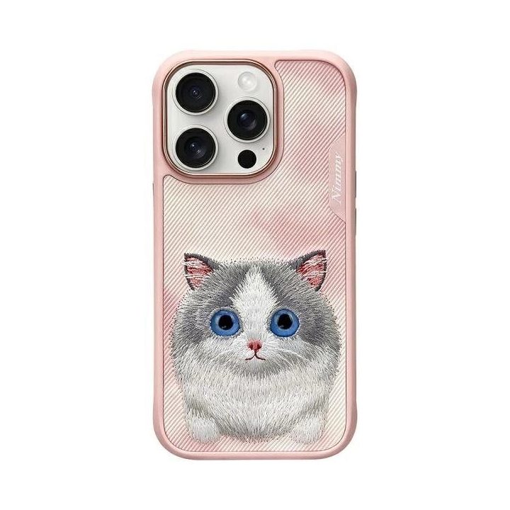 Dėklas telefonui rožinis silikoninis su katės dizainu iPhone 16 Pro Max Nimmy
