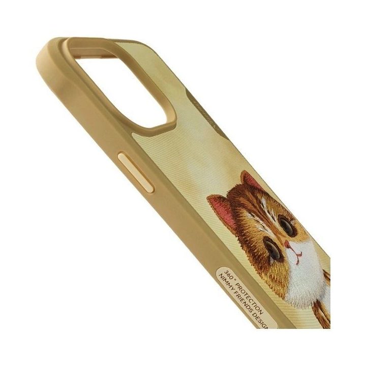 Dėklas telefonui su kate, gelsvas, silikoninis, iPhone 15 Pro Max, Nimmy