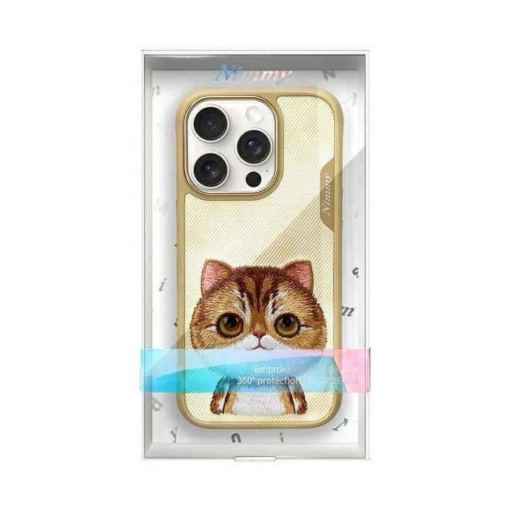 Dėklas telefonui žalsvas silikoninis su katės dizainu iPhone 16 Pro Max Nimmy