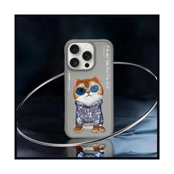 Dėklas telefonui pilkas silikoninis smūgiams atsparus iPhone 16 Pro Max Nimmy