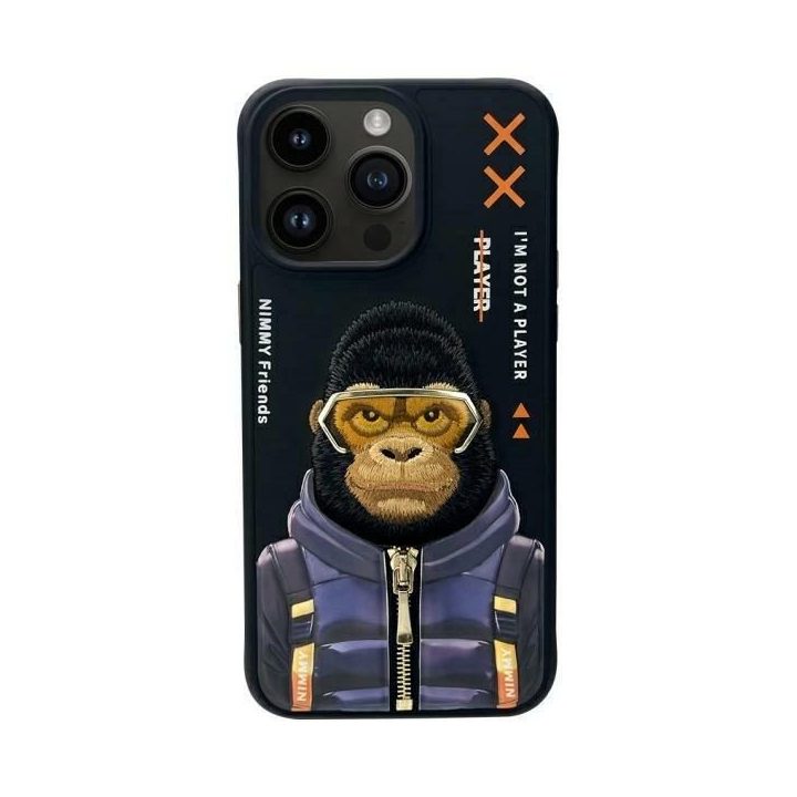 Dėklas telefonui juodas su beždžionės piešiniu iPhone 15 Pro Max Nimmy