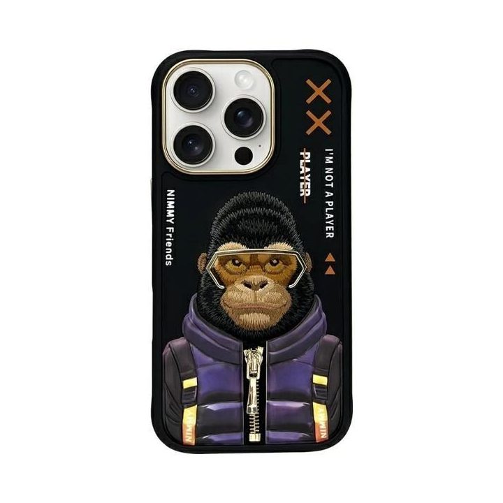 Dėklas telefonui juodas su auksiniais mygtukais iPhone 16 Pro Max Nimmy