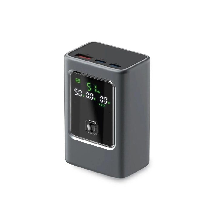 Išorinė baterija pilka su LCD ekranu 10000mAh 35W SBS