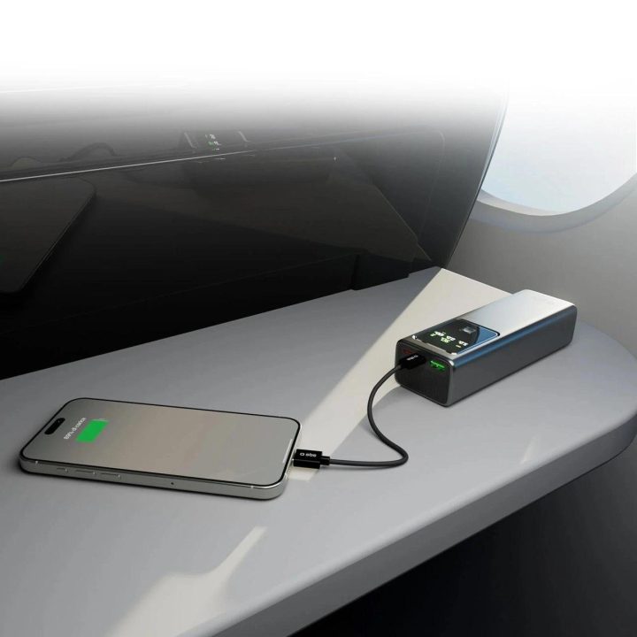 Išorinė baterija pilka su LCD ekranu 20000 mAh 100W greitam įkrovimui SBS
